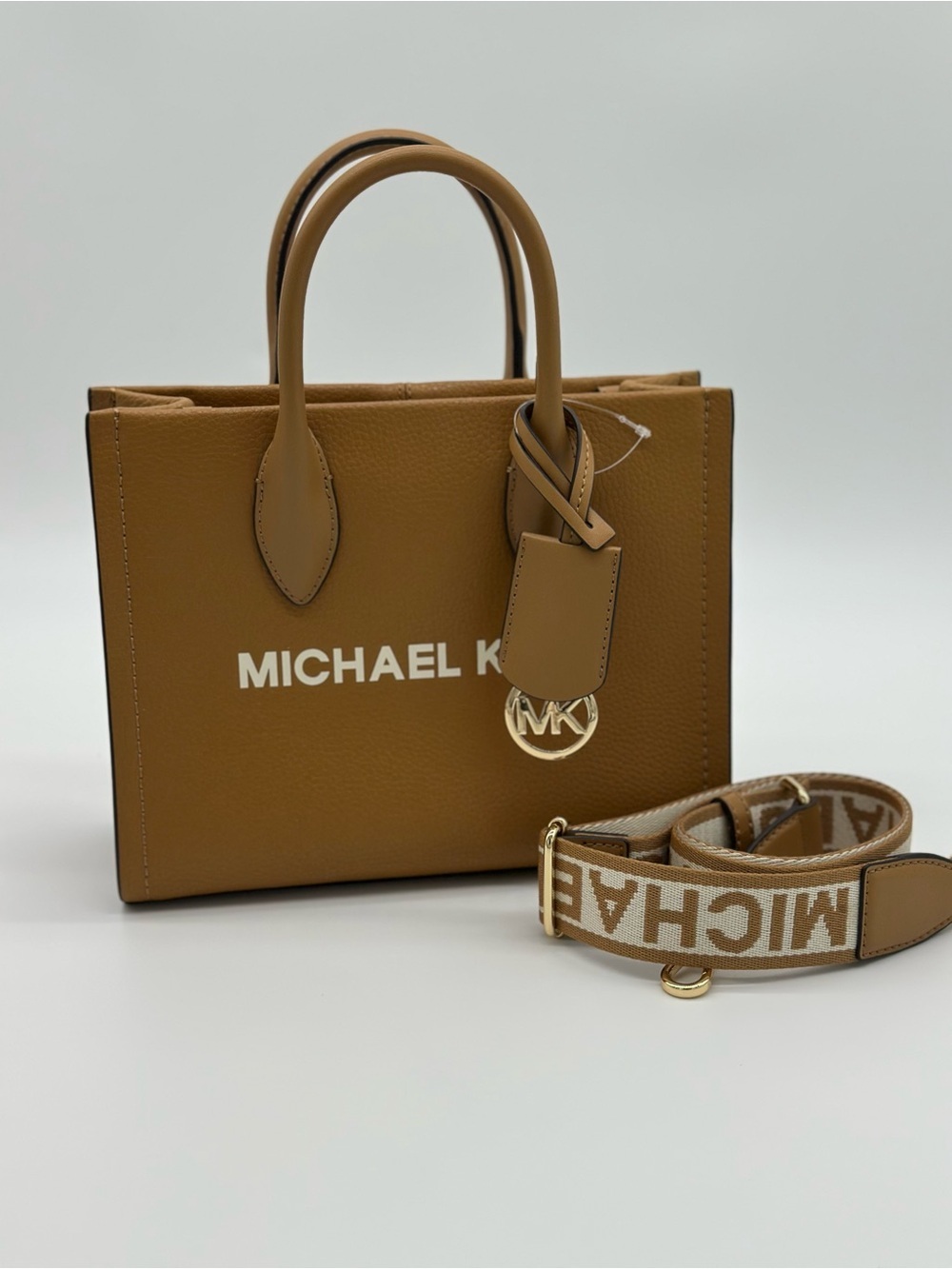 Michael Kors Cognac Brown Logo Tote with Detachable Strap